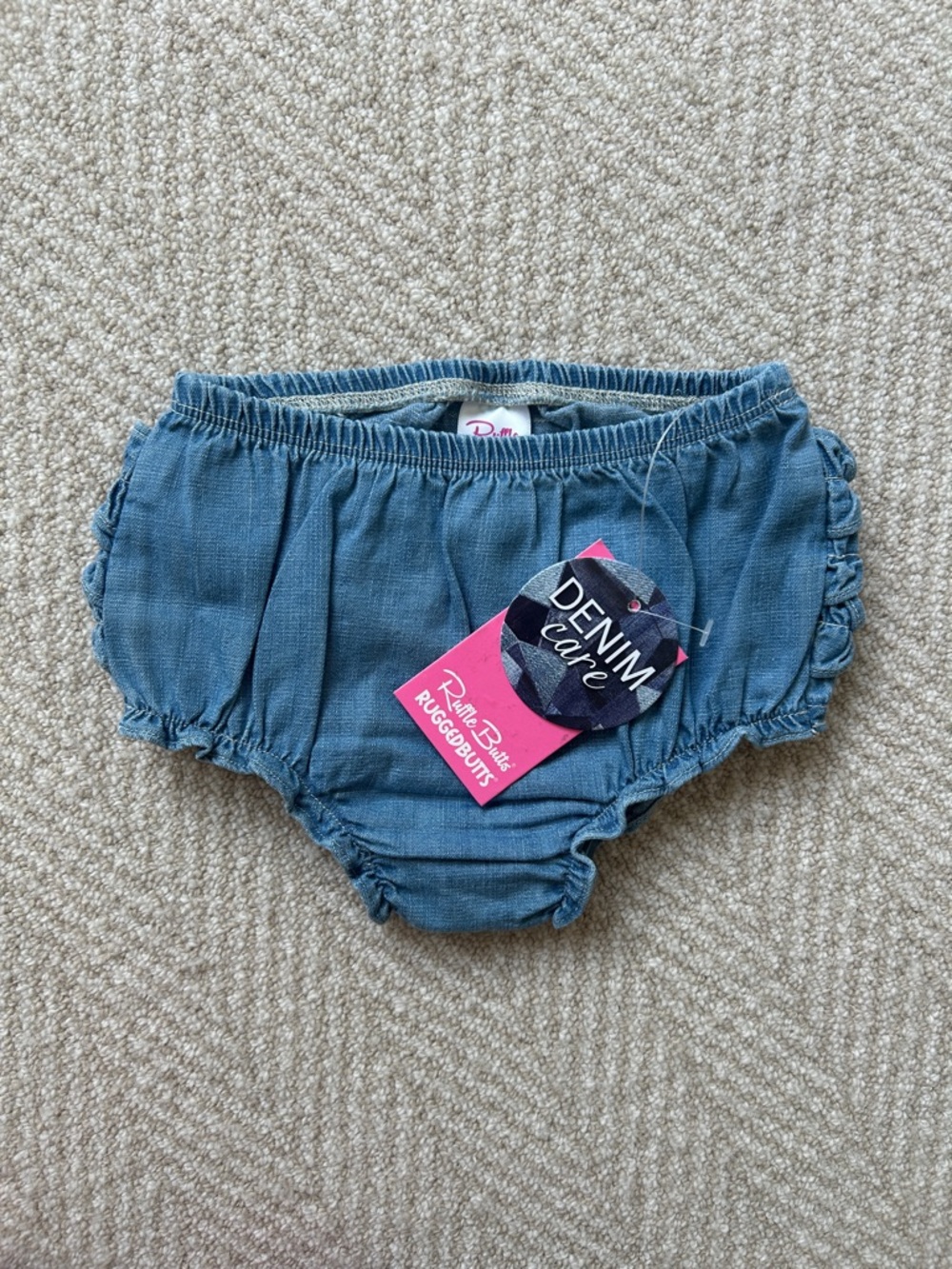 Ruffle Butts Denim-Style Blue Ruffled Diaper Cover